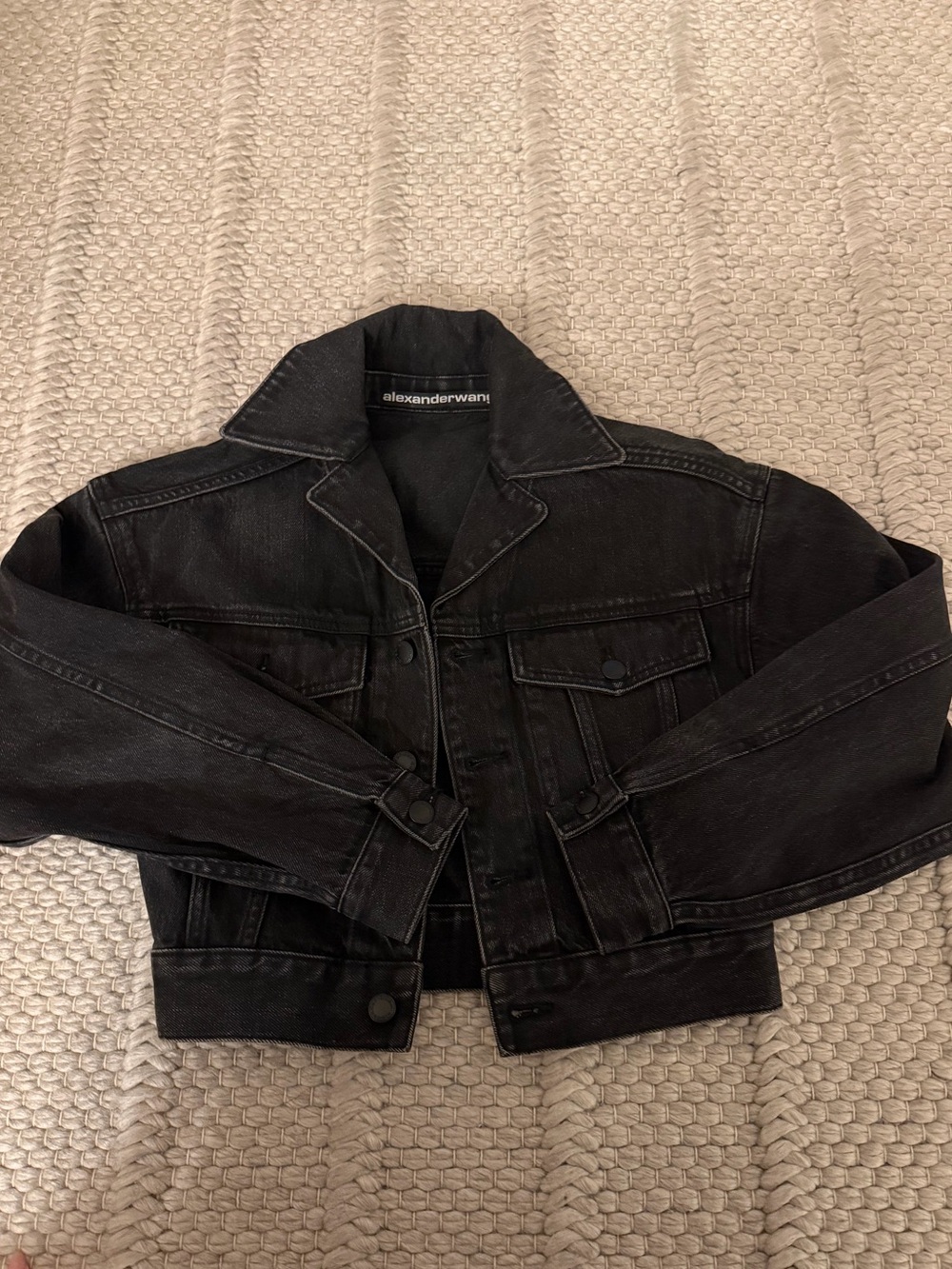 Alexander Wang Black Denim Jacket with Label Detail